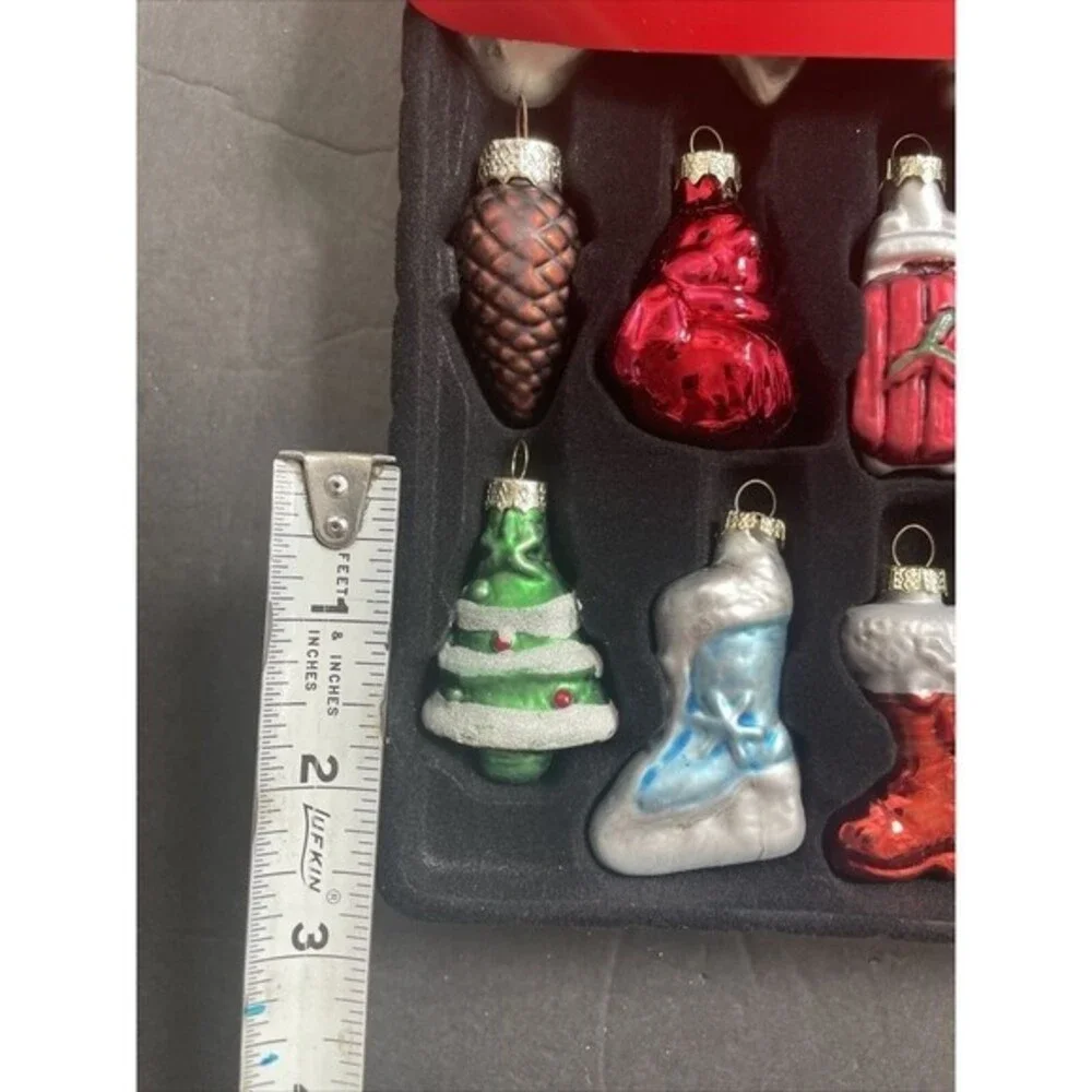 Merry Brite 12ct  Blown Glass Christmas Mini Ornaments 2.5 in 2011 CVS New